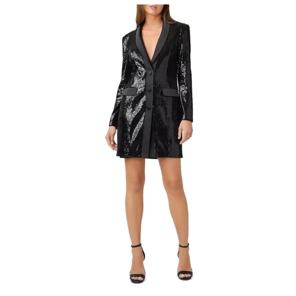 Aidan Mattox Sequin Tuxedo Blazer Dress